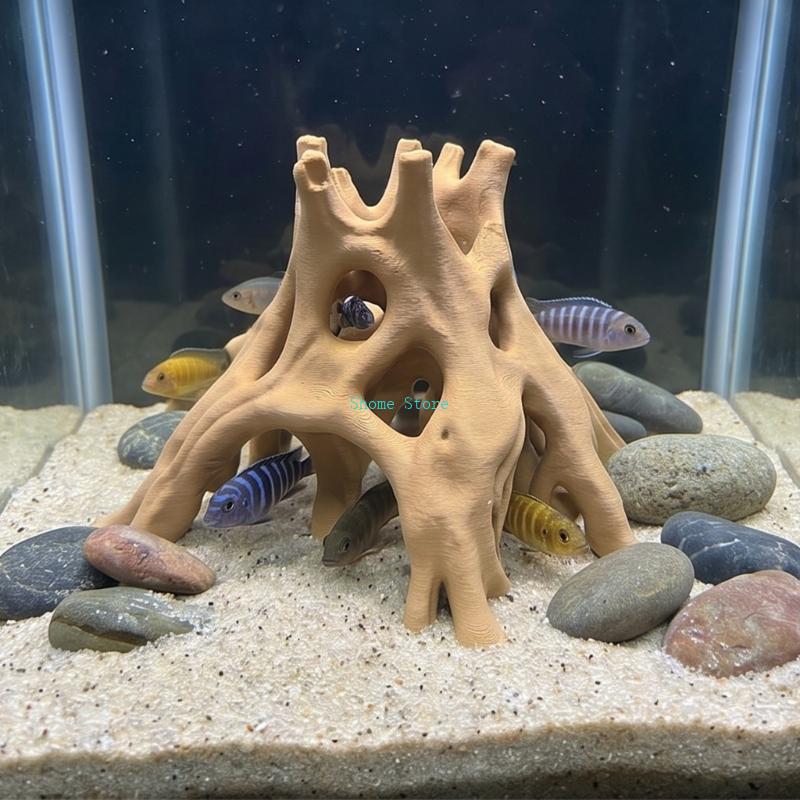 Natural Root Cave Fish Hideout - Aquarium Marine Rock ulasan dan harga