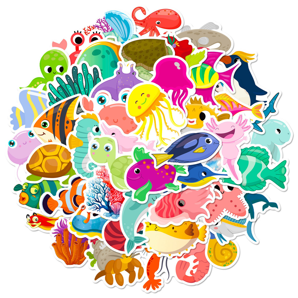 50Pcs Marine Life Stickers - C - Marine Aquarium & Regional Centre Photos ulasan dan harga