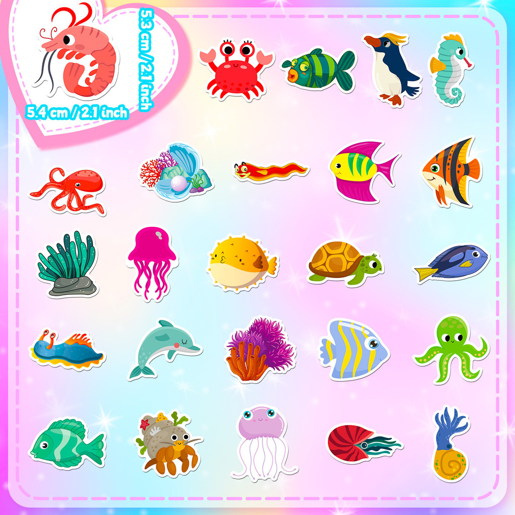 50Pcs Marine Life Stickers - C - Marine Aquarium & Regional Centre Photos ulasan dan harga