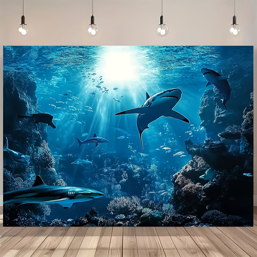 Majestic Deep Sea Shark Wall T - Aquarium Blue Marine ulasan dan harga